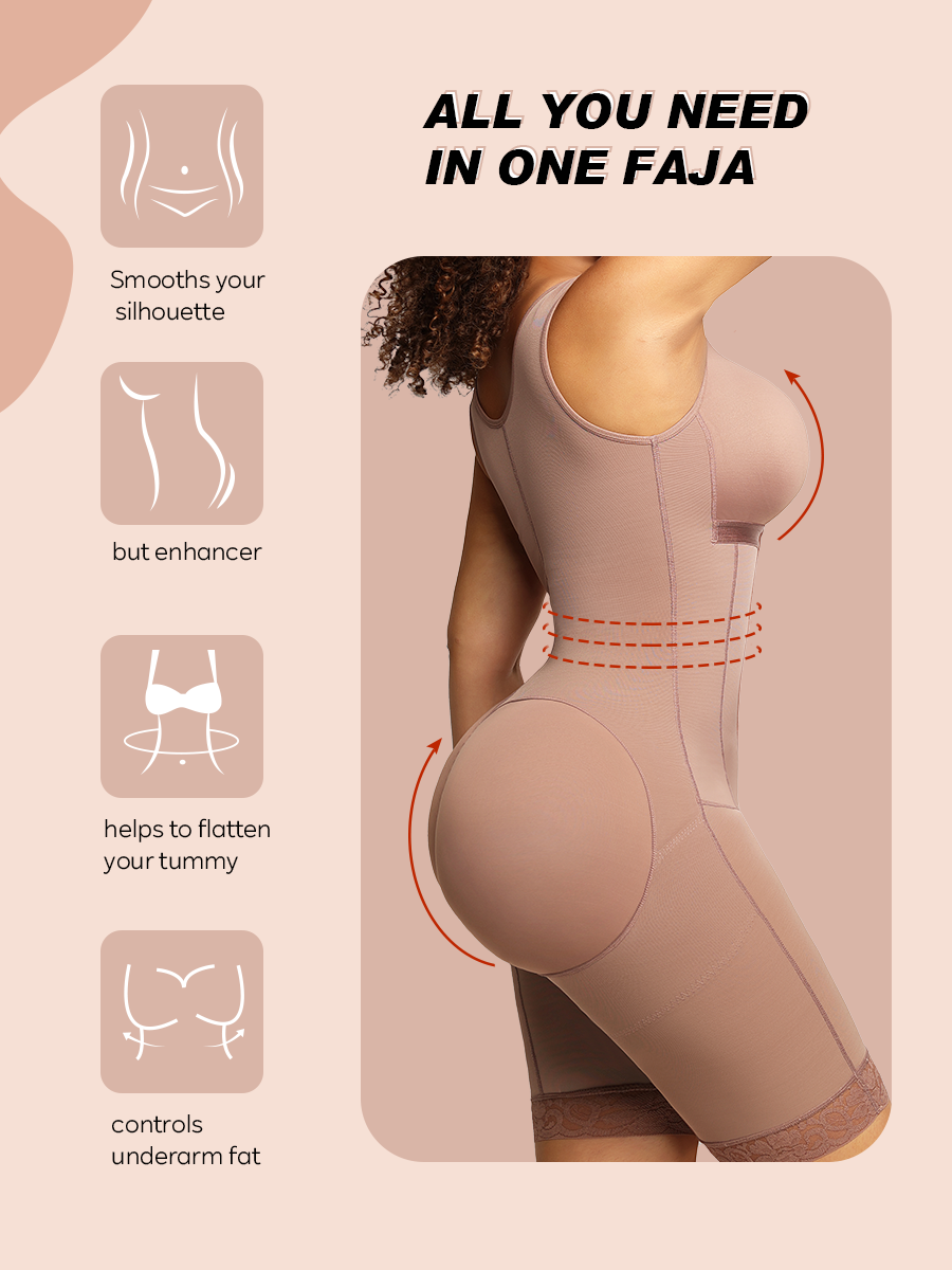 Post surgical compression Faja shape wear in Brown