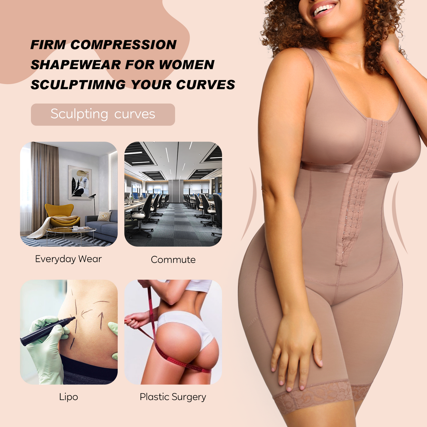 Post surgical compression Faja shape wear in Brown